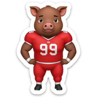 american football player pig with red jersey sticker