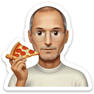 Steve Jobs eating pizza sticker