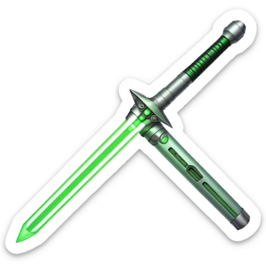 lightsaber with glowing green blade and simple hilt sticker