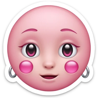 Pink emoji with piercings sticker