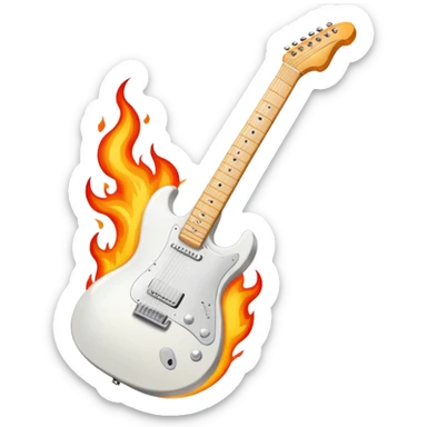 white Electric Guitar on fire sticker