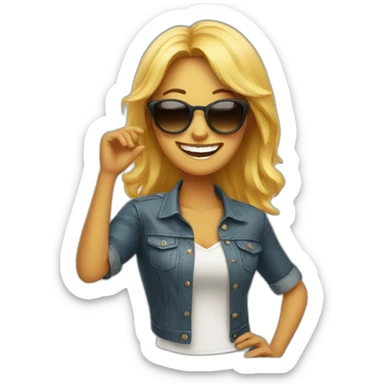 laughing woman with sunglasses sticker