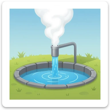 water well with fumes coming out of it sticker