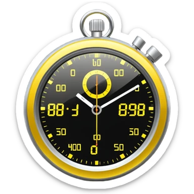 A futuristic stopwatch glowing yellow sticker