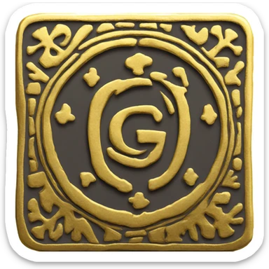 gold theme medieval token with GG inscription sticker