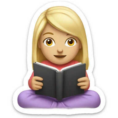Cozy blonde girl reading on a kindle sticker