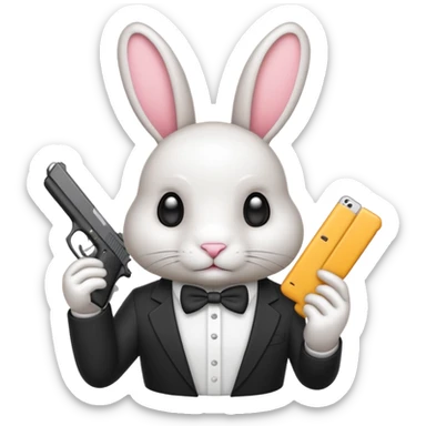 Crea un emoji de un conejo sosteniendo una glok realista de iPhone  sticker