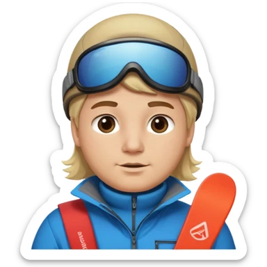 blonde guy with chubby brown hair grey eyes girl in ski 🎿 resort sticker