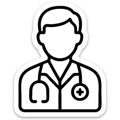 doctor icon, clean and simple, medical theme sticker