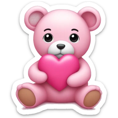 Pink heart with teddy sticker