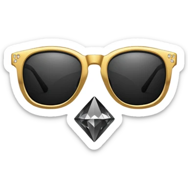 black glasses with a diamond and golden sticker