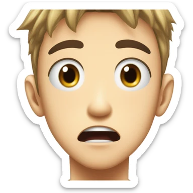 An anime character with wide eyes, open mouth, and sweat drops on their forehead. The expression should show surprise or disbelief, inspired by classic anime shock reactions. sticker