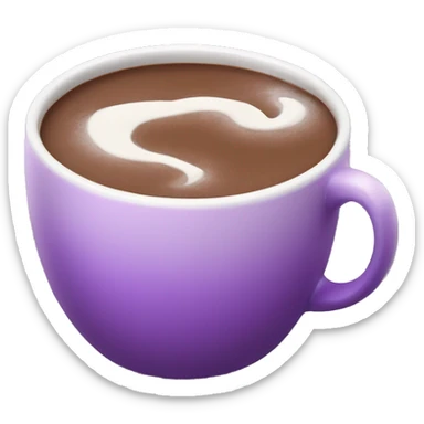Realistic isolated gradient light purple hot chocolate mug. sticker