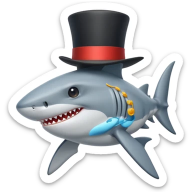 Shark with a top hat sticker