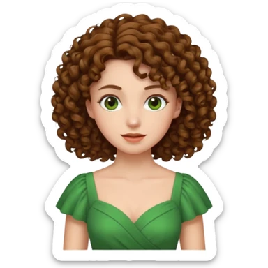green dress curly hair sticker