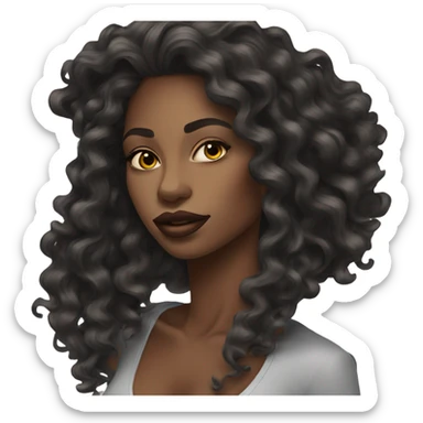 stunning african woman big lips and long wavy hair black sticker