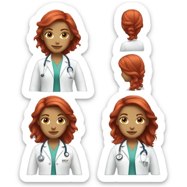 female doctor scrubs red hair  sticker
