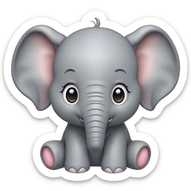 Cinematic Comical Baby Elephant Portrait Emoji, Head tilted dramatically with an exaggeratedly amused expression, featuring a striking soft gray hide with oversized, quirky ears and wide, expressive eyes full of playful disbelief, Simplified yet hilariously expressive features, highly detailed, glowing with a slightly sassy glow, high shine, dramatic yet playful, stylized with an air of cheeky mischief, bright and endearing, soft glowing outline, capturing the essence of a spirited and over-the-top baby elephant, so meme-worthy it feels like it could trumpet its way into internet fame instantly! sticker