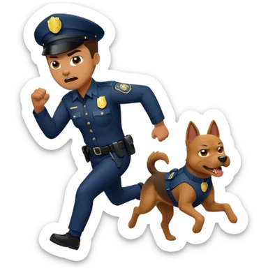 Police with dog is angry and police is running sticker