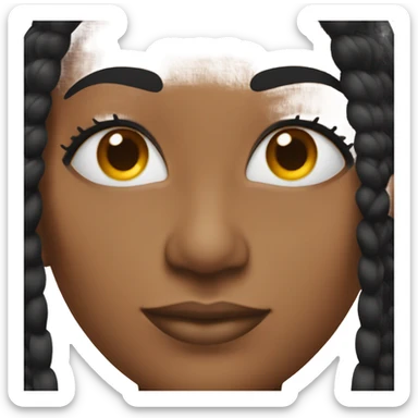 black woman with long black straight braids and lashes sticker