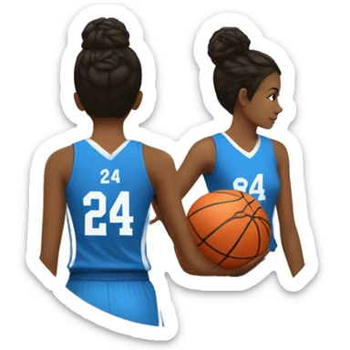 Basketball beautiful female player from the back with number 24 holding a basketball on the side sticker