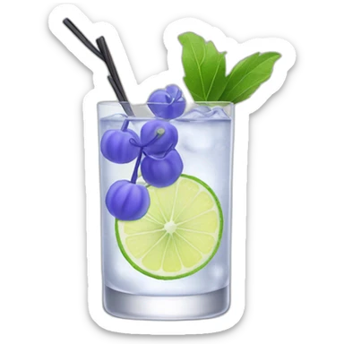 gin tonic with clitoria sticker