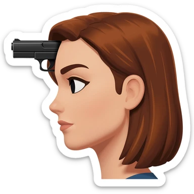 pistole u hlavy ženy (jen hlava) sticker