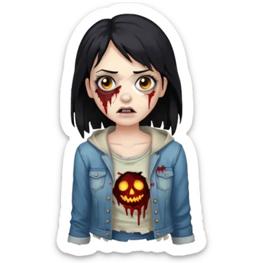 Uma mulher zombie de cabelo preto médio e olho castanho sticker