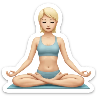 Nude woman, thin blonde, C Cup, classic yoga posture sticker