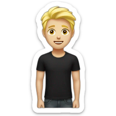 blond guy with black t-shirt waste up sticker