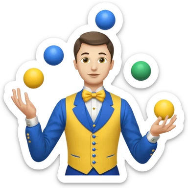 circus juggler zelensky juggling two balls blue and yellow sticker