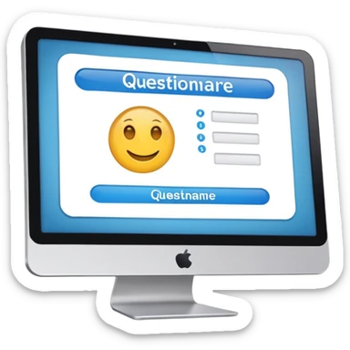 combination of a computer with a questionnaire  sticker