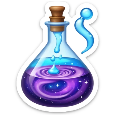 Potion bottle with swirling galaxy liquid sticker