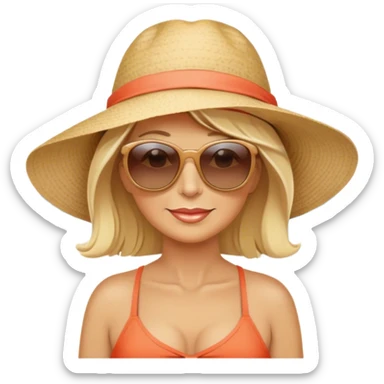 Blonde middle aged woman on beach sticker