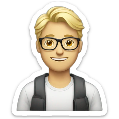 Blonde guy with glasses texting sticker