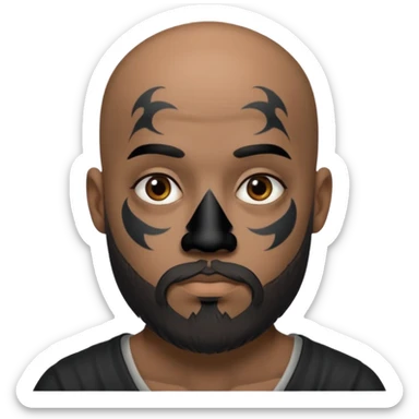 bald bearded man with black face tattoo sticker