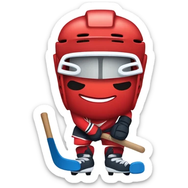 a red slushie playing hockey sticker