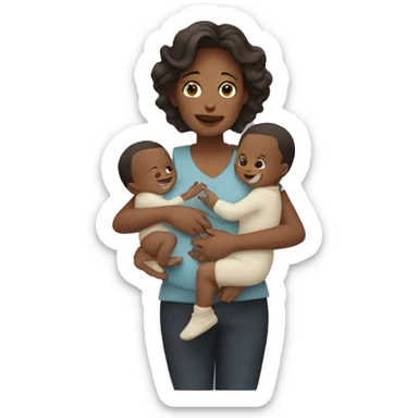 Mom holding two baby boys sticker