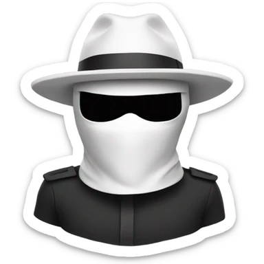 white hat hacker with anonymous mask sticker