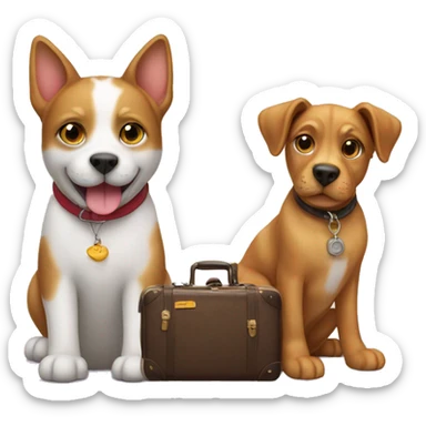 cat and dog with a luggage sticker