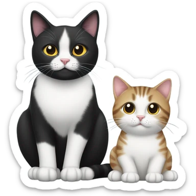 A black and white cat and a darker tabby cat  sticker