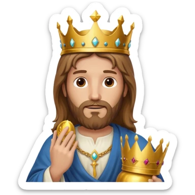 Jesus Christ holding a crown in hand sticker