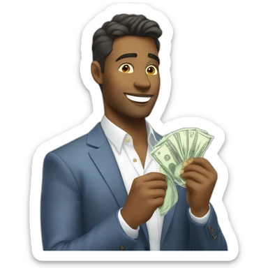 Good looking Gay man raining dollar bills sticker