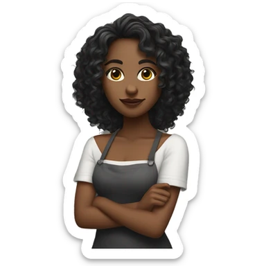 A Black Curry Haie Girl with shoulder lang curly hair  sticker