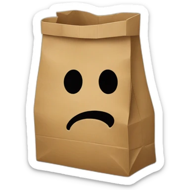 a person hiding their own head into a paper bag sticker