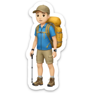 ligth man with backpack and hiking clothes, full body sticker