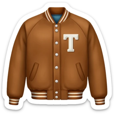brown varsity jacket with 
left side : T 
right side : number <85> right side chest 


 sticker