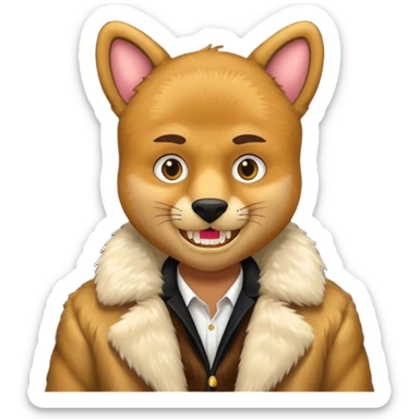 ganster with fur coat and gold teeth sticker