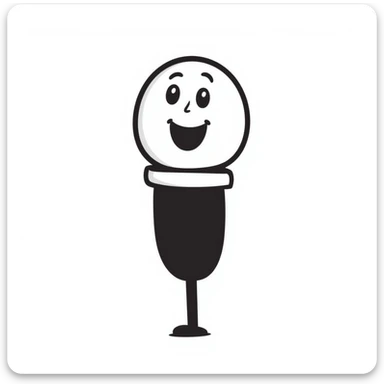 microphone with a happy face, hand drawn doodle style sticker