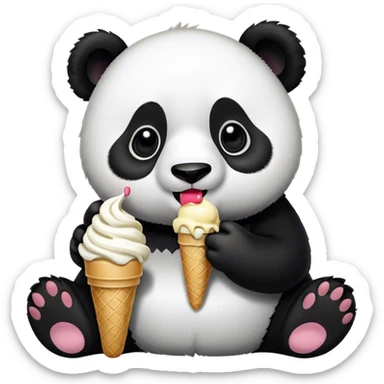 Panda eating ice cream sticker